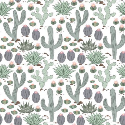 Tapete Handgezeichneten saftigen Ornament mit Kaktus.