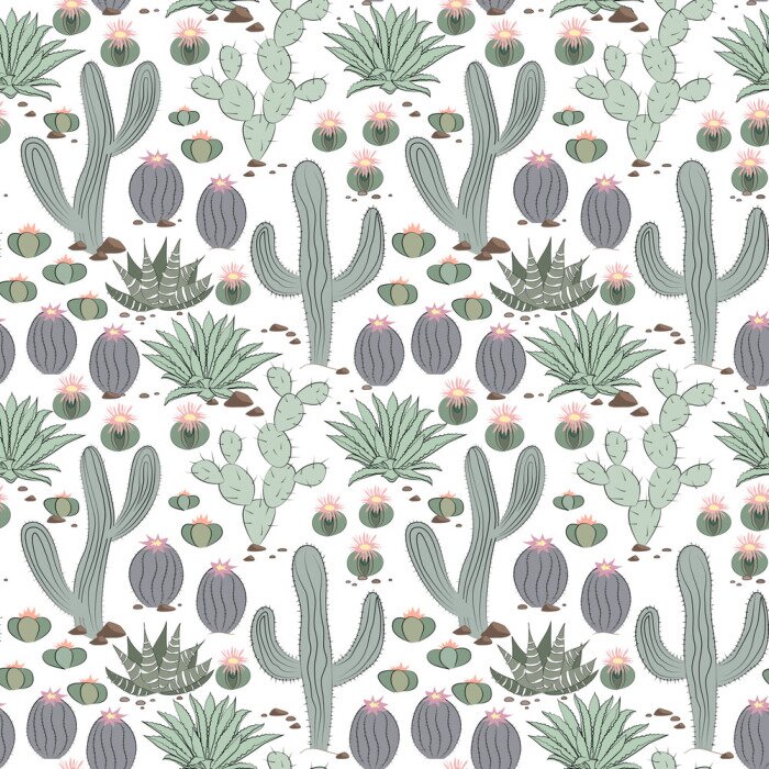 Tapete Handgezeichneten saftigen Ornament mit Kaktus.