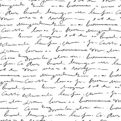 Tapete Handwritten abstract text seamless pattern, vector monochrome script background