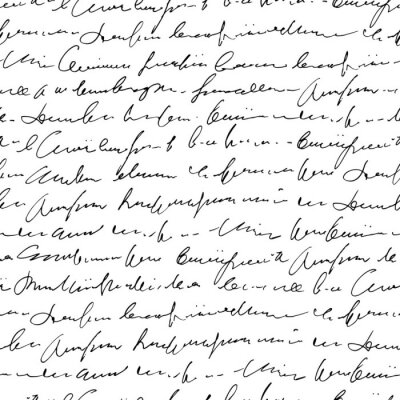 Tapete Handwritten abstract text seamless pattern, vector monochrome script background