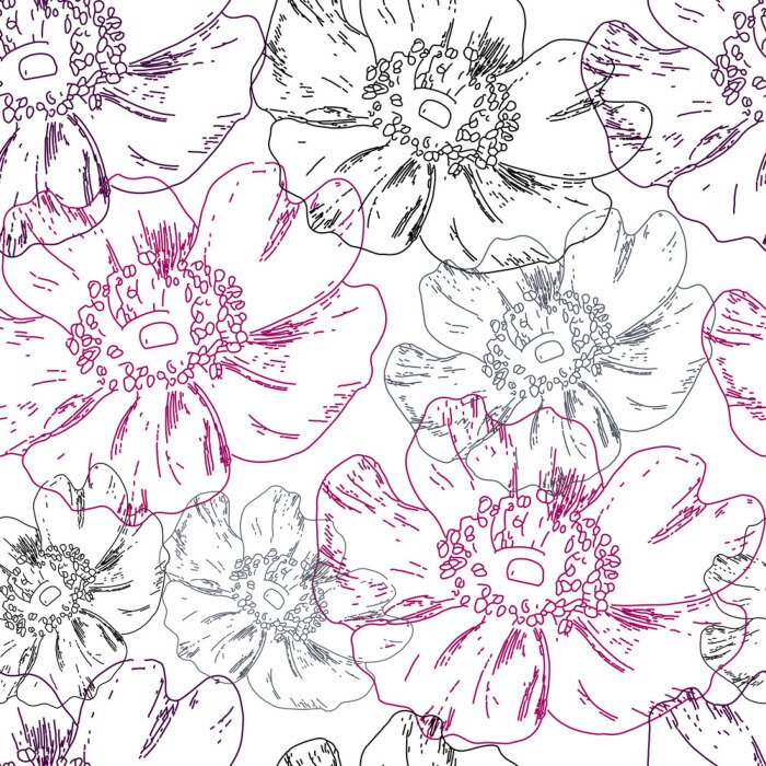 Tapete Heckenrose nahtlose Muster