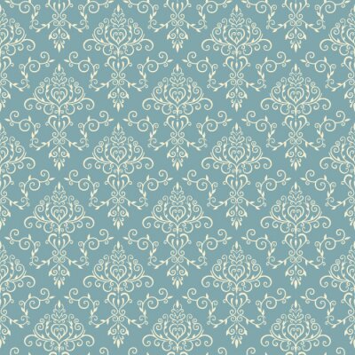 Tapete Hellblaues elegantes nahtloses Muster in der Weinleseart.