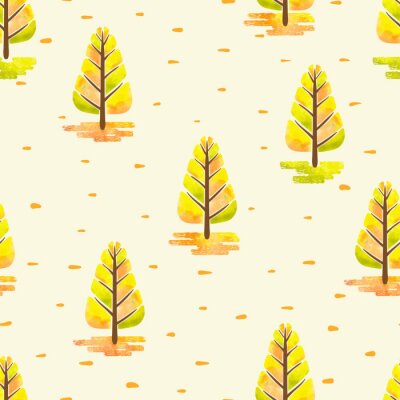 Herbst Muster mit abstrakten Aquarell Bäume. Nahtlose Vektor Wald Hintergrund.