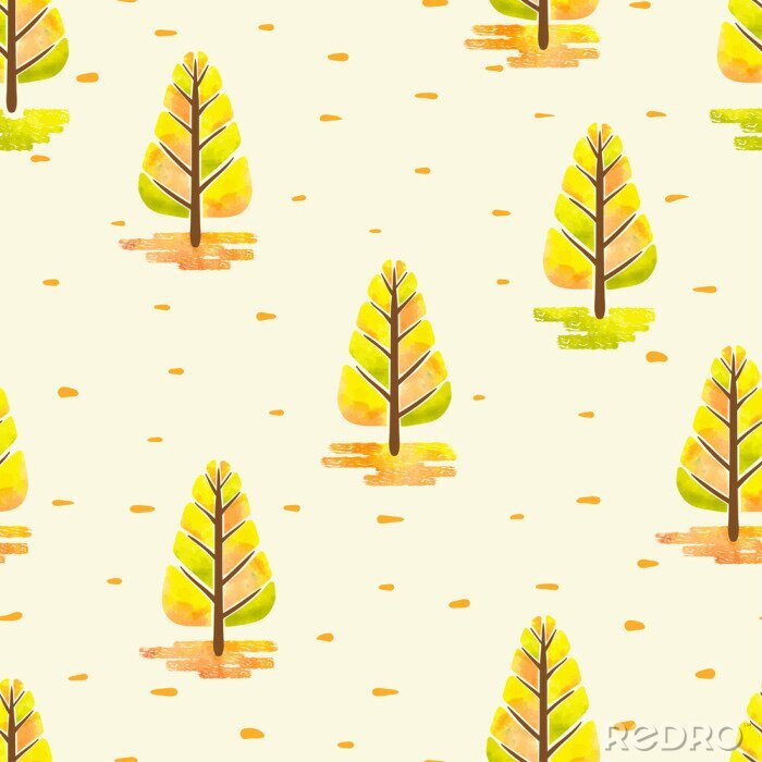 Tapete Herbst Muster mit abstrakten Aquarell Bäume. Nahtlose Vektor Wald Hintergrund.