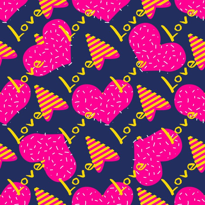 Tapete Herzen und Inschriften im Graffiti-Stil