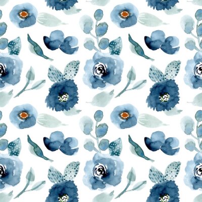 Tapete Himmelblaue Aquarell-Rosenknospen