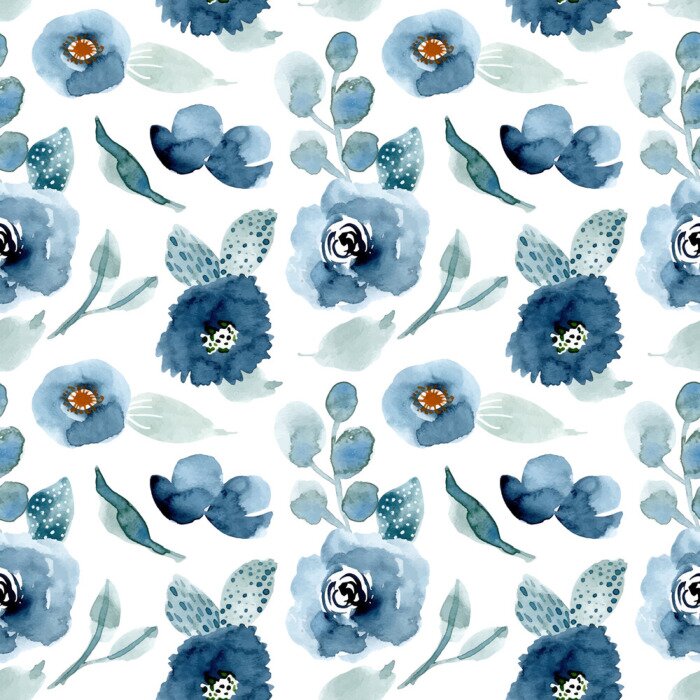 Tapete Himmelblaue Aquarell-Rosenknospen