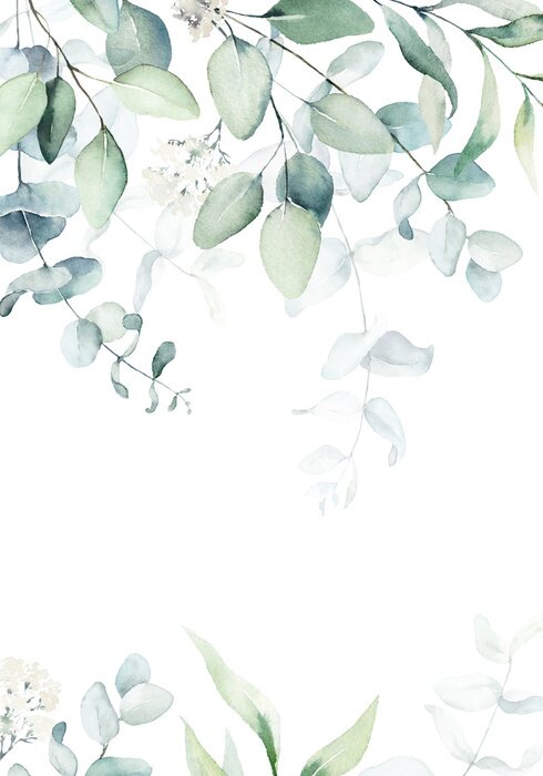 Tapete Hintergrund mit Aquarell-Blattzweigen