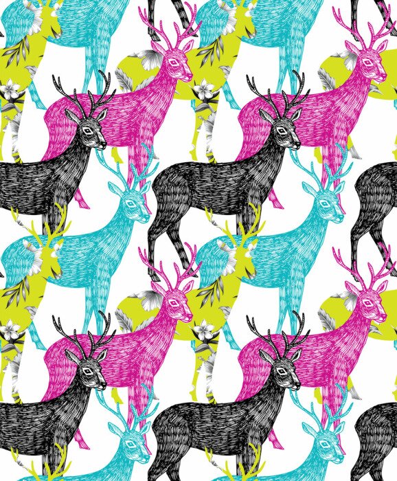 Tapete Hirsch Hand gezeichneten nahtlosen Hintergrund