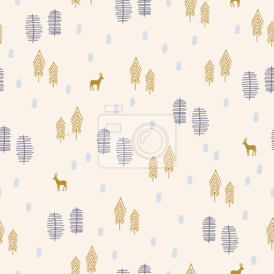 Tapete Hirsch im skandinavischen Stil im Wald