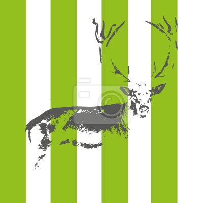 Tapete Hirsch im Streifenwald