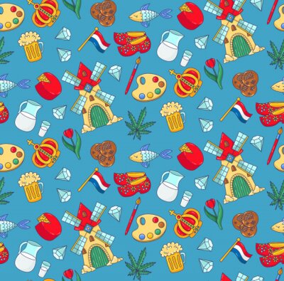 Tapete Holland Netherlands seamless vector pattern