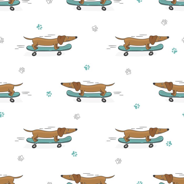 Tapete Hunde beim Skateboardfahren