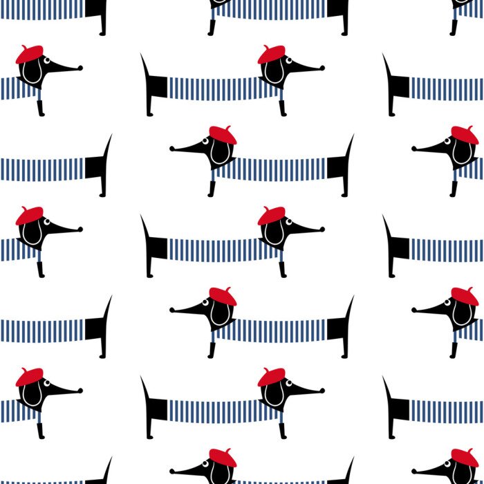 Tapete Hunde Dackel im französischen Stil