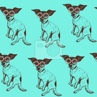 Tapete Hunde Jack Russell auf blauem Hintergrund