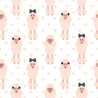 Tapete Hunde Pudel mit Schleifen und Brille