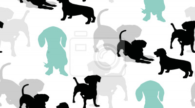 Tapete Hundesilhouetten in verschiedenen Positionen