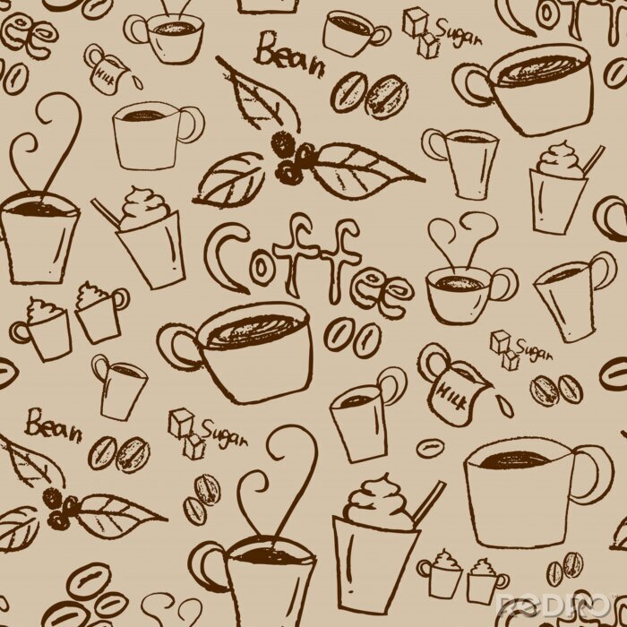 Tapete Illustration mit Kaffeemotiven