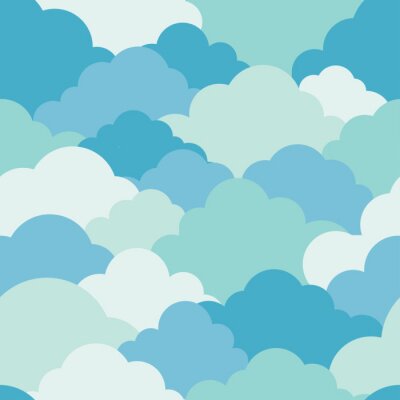 Tapete Illustration Vektor der Himmel bewölkt Design auf nahtlose Muster auf blau Pastell Hintergrund