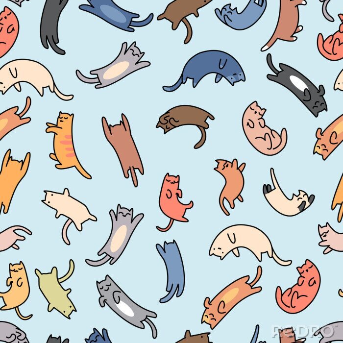Tapete Illustrierte bunte Kätzchen