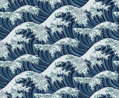 Tapete Illustrierte orientalische traditionelle japanische Welle