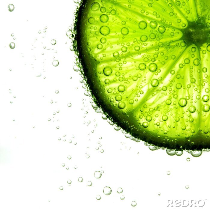 Tapete In Wasser getauchte Limonenscheibe