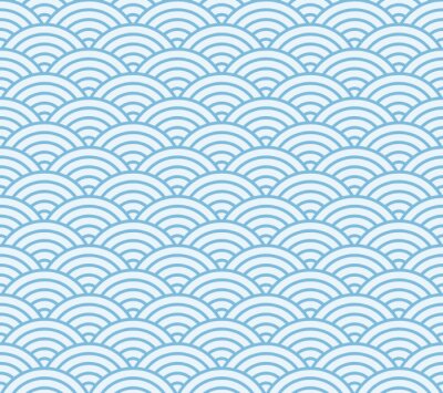 Tapete Japanische blaue symmetrische Wellen
