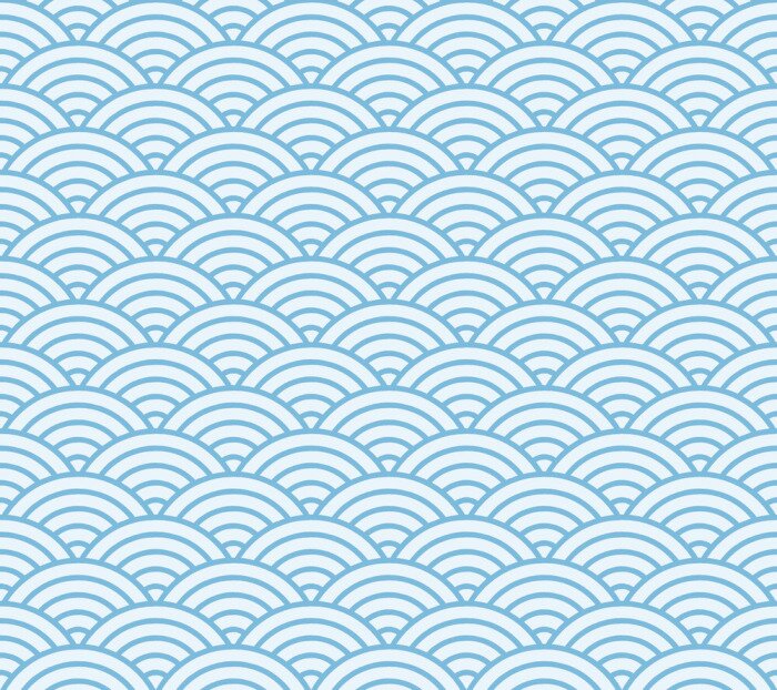 Tapete Japanische blaue symmetrische Wellen