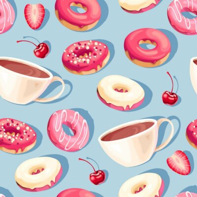 Tapete Kaffee und Donuts