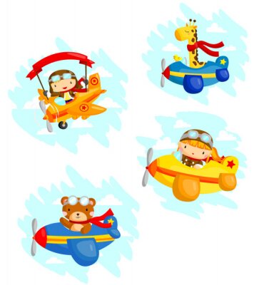 Kinder und Haustiere in kleinen Flugzeugen