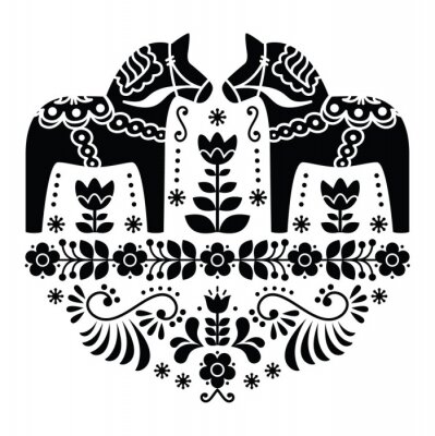 Klassische skandinavische Musterpferde aus Dalarna