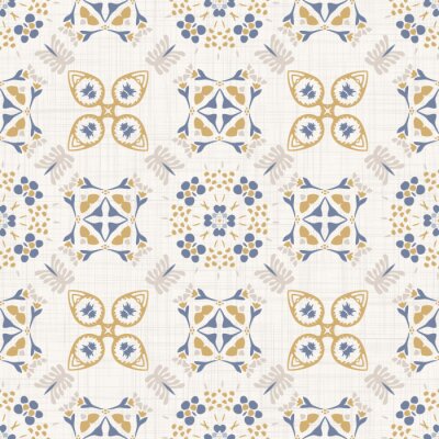 Tapete Klassisches Blumenornament in hellen Farbtönen