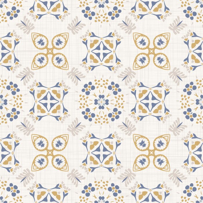 Tapete Klassisches Blumenornament in hellen Farbtönen