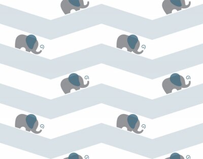 Tapete Kleine Elefanten auf geometrischem Hintergrund
