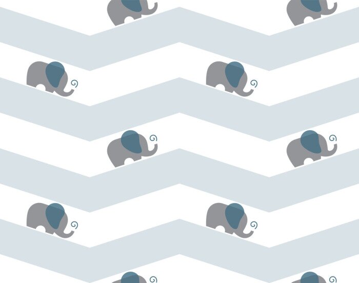 Tapete Kleine Elefanten auf geometrischem Hintergrund
