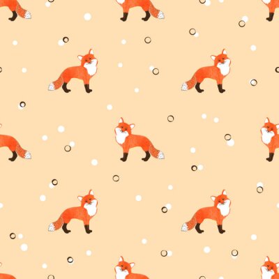 Tapete Kleine Füchse auf gepunktetem Hintergrund