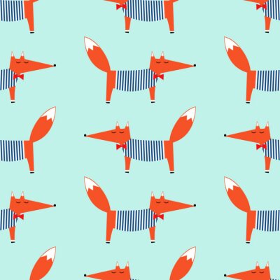 Tapete Kleine Füchse in gestreiften Blusen mit Fliege