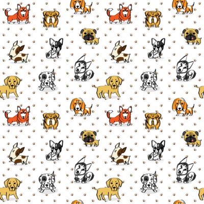 Tapete Kleine Hunde in verschiedenen Farben