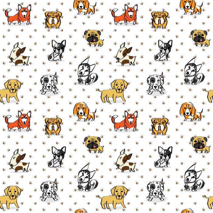 Tapete Kleine Hunde in verschiedenen Farben