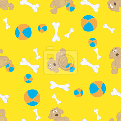 Tapete Kleine Hunde Knochen und Strandbälle