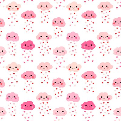 Tapete Kleine rosa Wolken mit Herzen