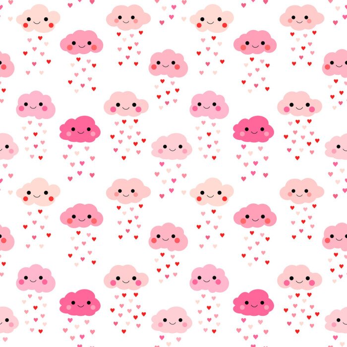 Tapete Kleine rosa Wolken mit Herzen