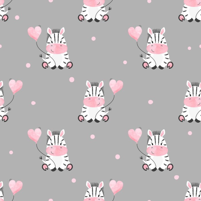 Tapete Kleine Zebras mit Luftballons