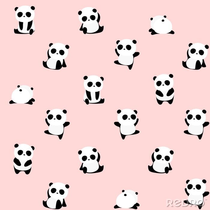 Tapete Kleiner Panda auf rosa Hintergrund