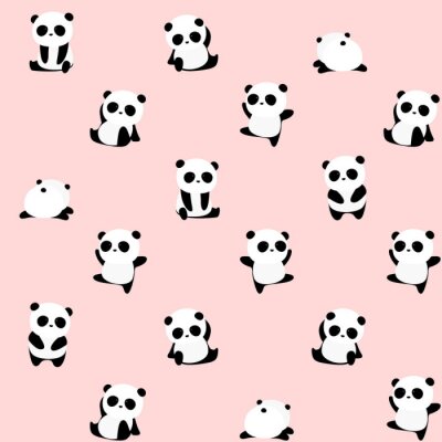 Tapete Kleiner Panda auf rosa Hintergrund