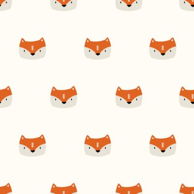 Tapete Köpfe von Füchsen auf beigem Hintergrund