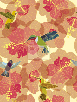 Tapete Kolibri-Ehe auf Hibiskus