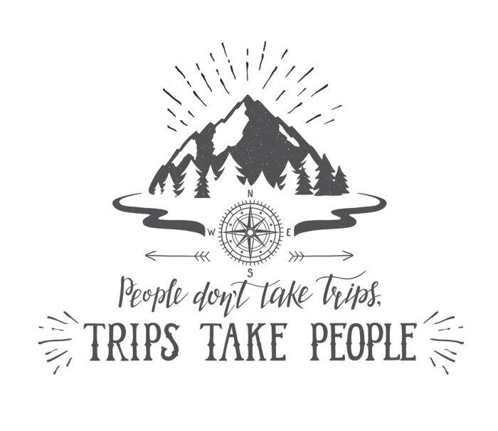 Tapete Kompass Berg und Satz über Expeditionen