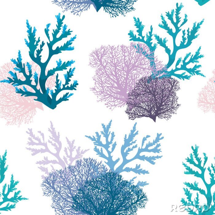 Tapete Korallenriffpflanzen in gedeckten Farben