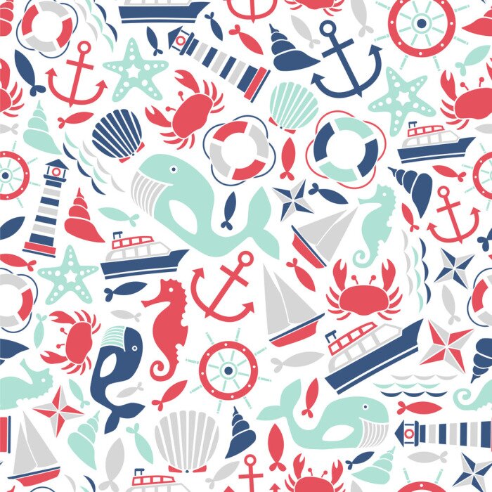 Tapete Krabben-Leuchtturmanker für Kinder
